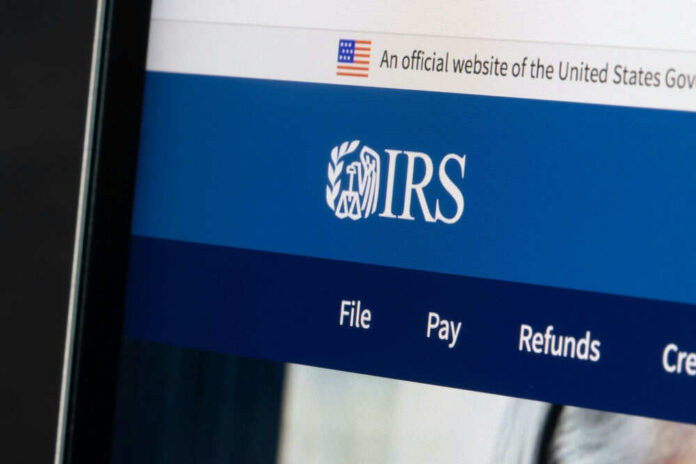 IRS website homepage on computer screen closeup