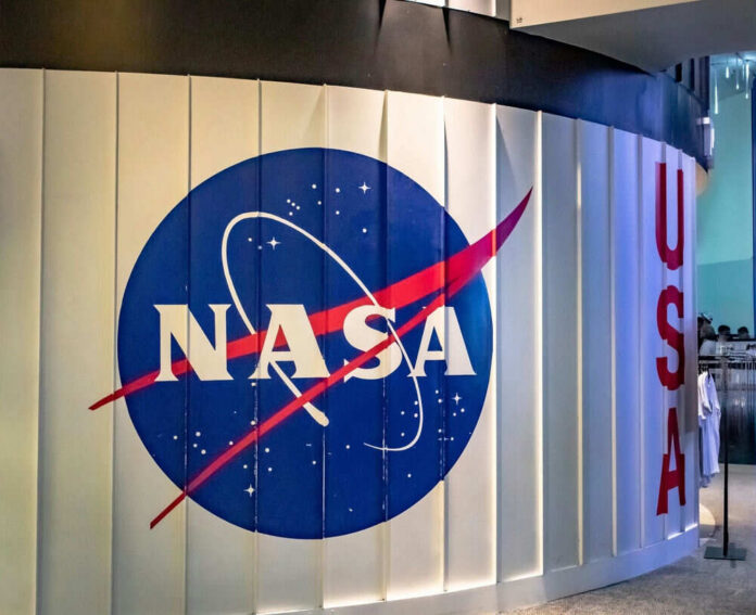 NASA logo on a curved wall display