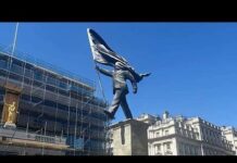 Blinded by the flag: Banksy confirms new statue in London is