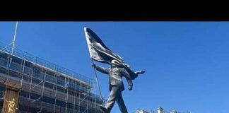 Blinded by the flag: Banksy confirms new statue in London is
